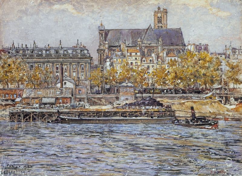 Le quai de l’Hôtel-de-Ville et l’église Saint-Gervais-Saint-Protais as a canvas print