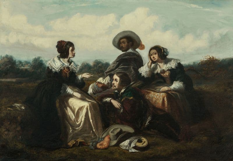 Le récit. Personnages en costume Louis XIII as a canvas print