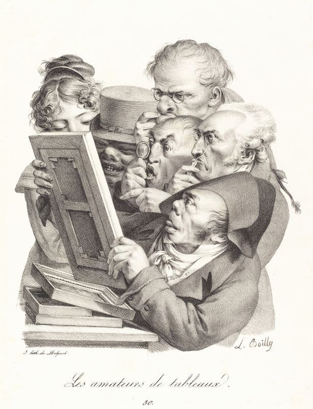 Les amateurs de tableaux (The Picture Enthusiasts) as a canvas print