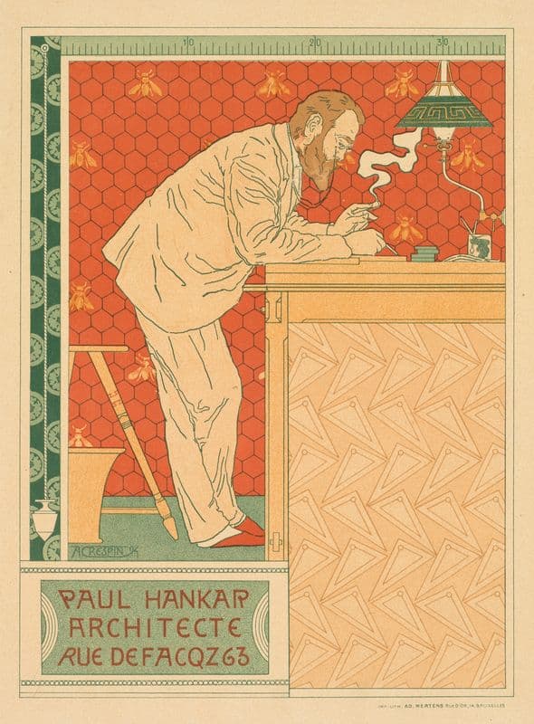Les Maitres De L’affiche, Pl. 91, Paul Hankar, Architecte Rue Defacqz 63 C. as a canvas print