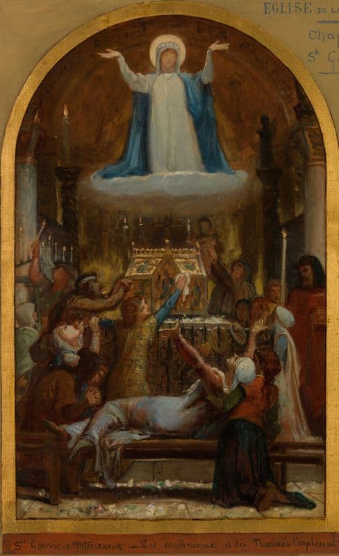 Les Malheureux et les pauvres implorent sainte Geneviève intercesseur as a canvas print