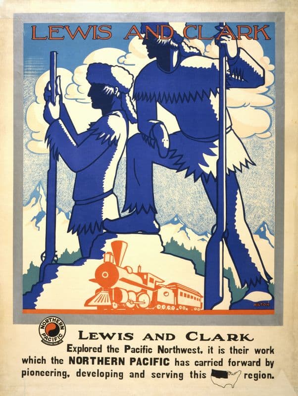 Lewis and Clark Explored the Pacific Northwest. It is their work which the Northern Pacific has carried forward by pioneering, developing and serving this region as a canvas print