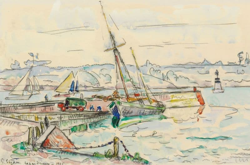 Lézardrieux, voilier à quai as a canvas print