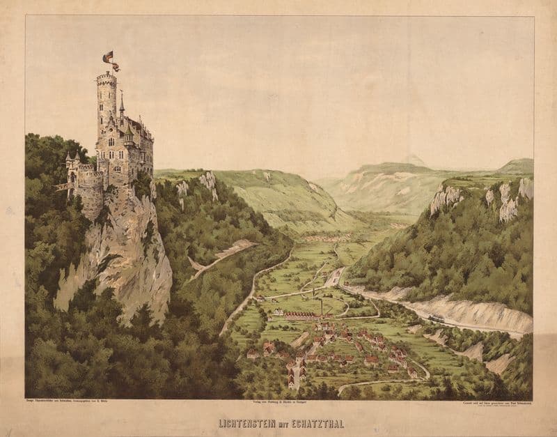 Lichtenstein Castle With Echaz Valley as a canvas print