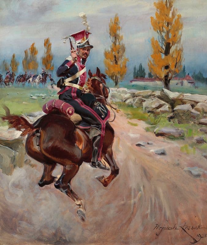 Light cavalryman on reconnaissance as a canvas print
