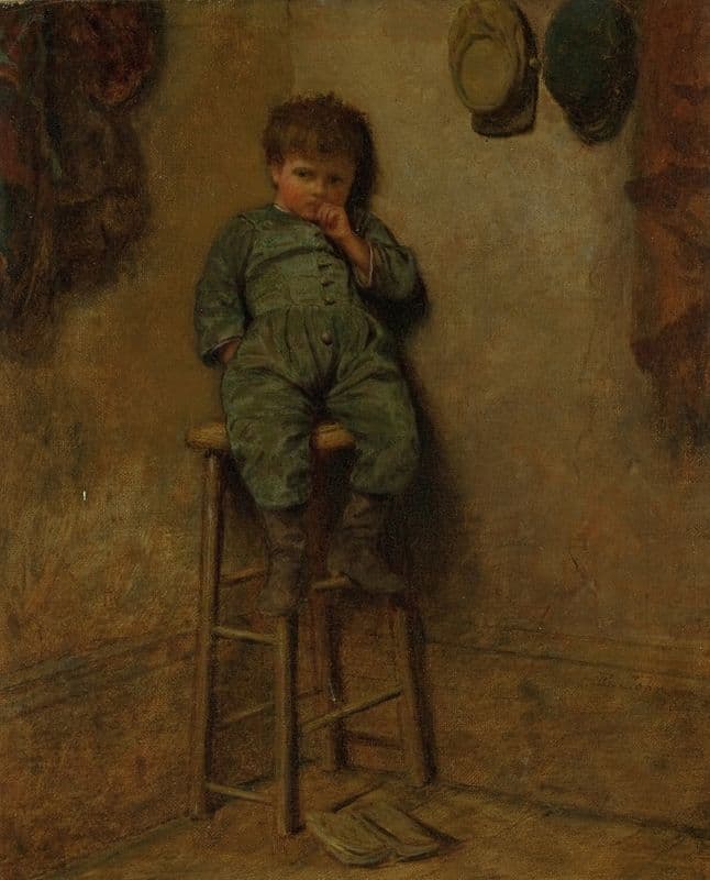 Little Boy on a Stool as a canvas print