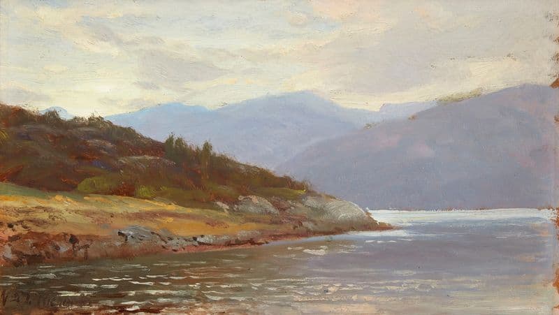 Looking Westward, Norway (Lake Scene). as a canvas print