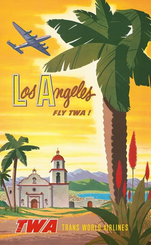 Los Angeles – fly TWA! (1950s) as a canvas print