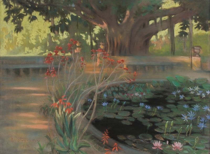 Lotuses in a park in Palermo as a canvas print