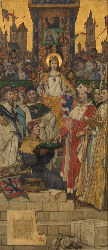 Louis of Male Laying the Foundation Stone of the Town Hall as a canvas print