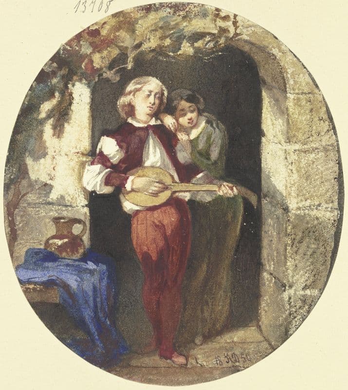 Lovers in the front door as a canvas print