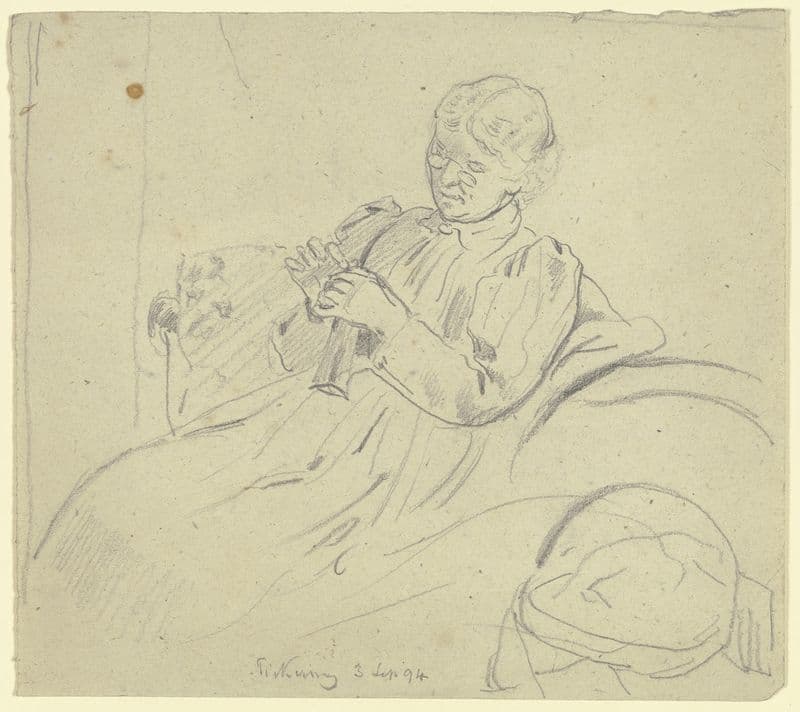 Luise Scholderer bei der Handarbeit as a canvas print