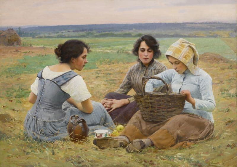 Lunch Break in the Fields as a canvas print