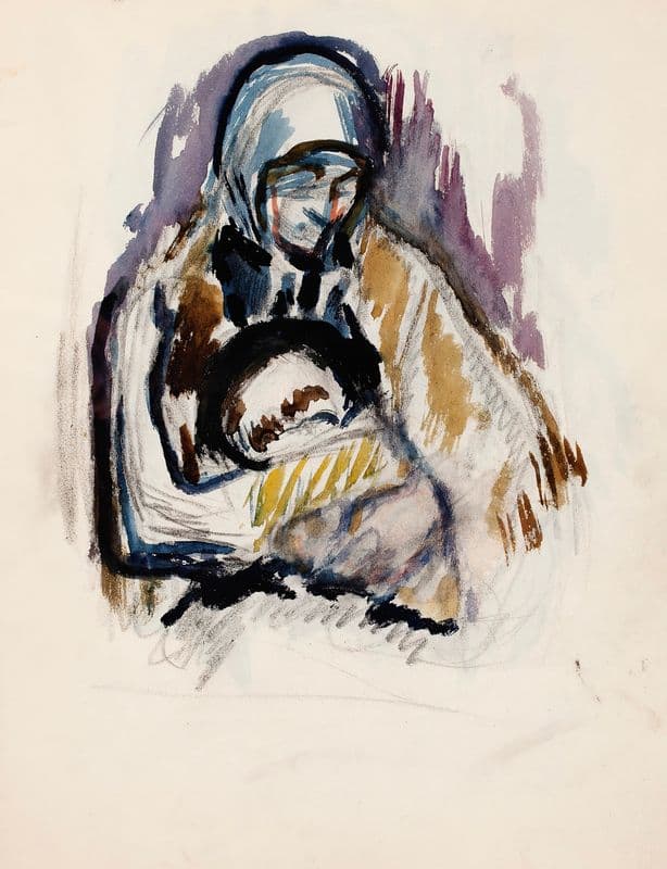 Luonnos maalaukseen Äiti ja lapsi (Pietà) (1913 - 1915) as a canvas print