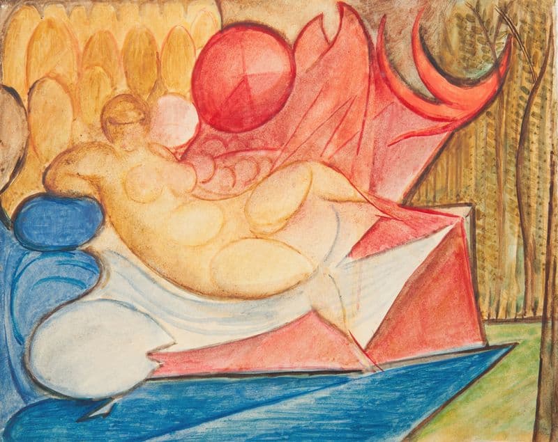 Lying Female Nude as a canvas print