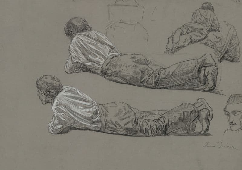 Lying young man (19th century) as a canvas print
