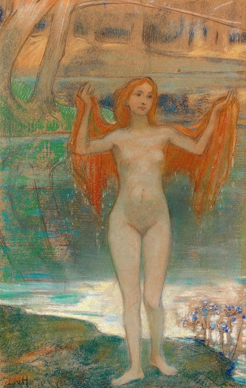 Mädchen am Seeufer (Ca. 1890) as a canvas print