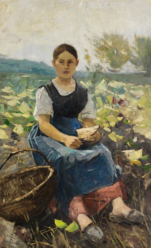 Mädchen im Kohlfeld as a canvas print