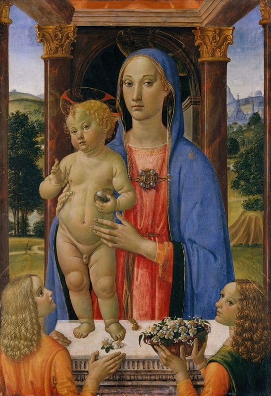Madonna and Child with Angels as a canvas print
