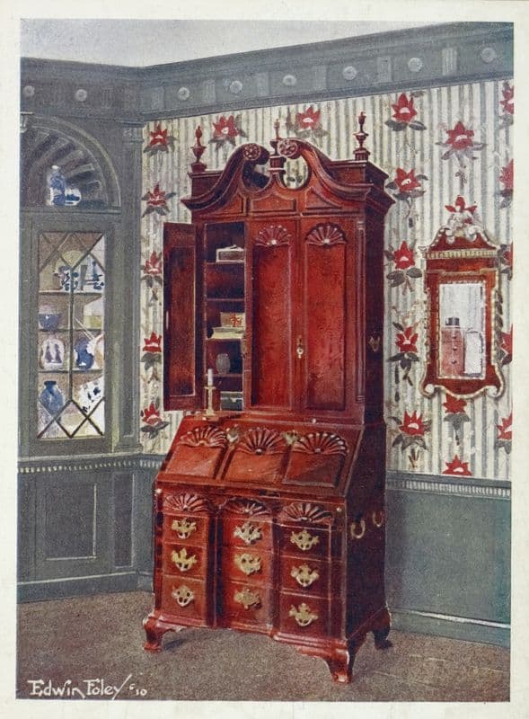 Mahogany cabinet-topped block-front scrutoir, Mahogany and gilt constitution mirror (1910 - 1911) as a canvas print
