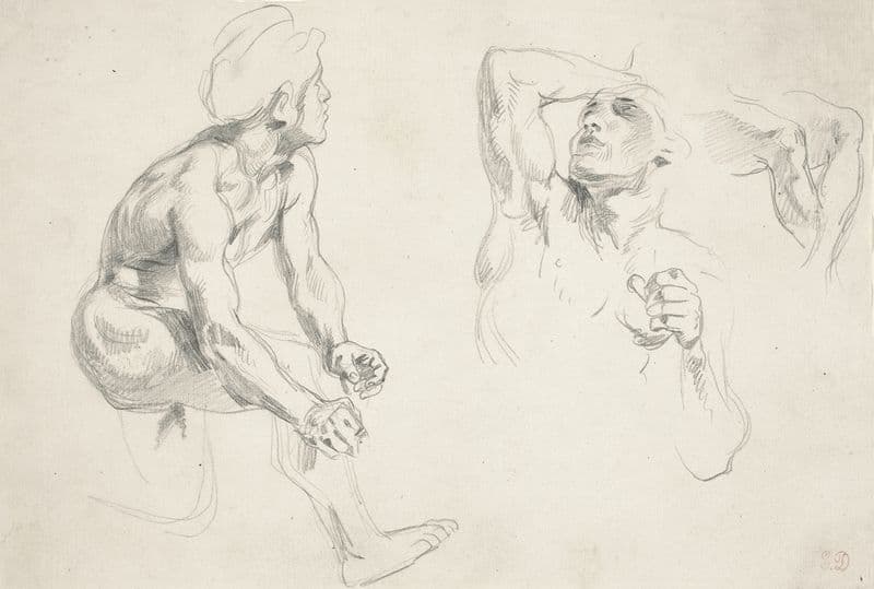 Male Nude Posing for Figures in the ‘Frise de la Guerre’ (c. 1835) as a canvas print