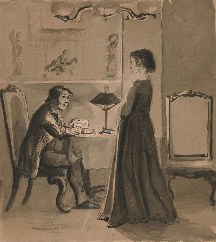 Man and woman in an interior as a canvas print