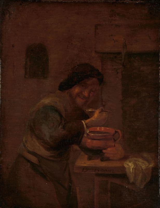 Man Eating from an Earthenware Pot (c. 1660 - c. 1680) as a canvas print