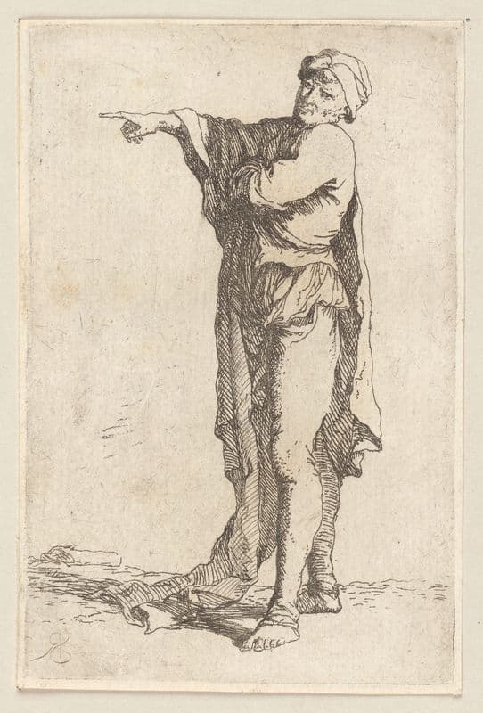 Man, Standing, His Arm Pointing Horizontally (1656 - 1657) as a canvas print