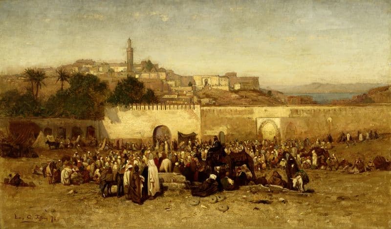 Market Day Outside The Walls Of Tangiers, Morocco as a canvas print