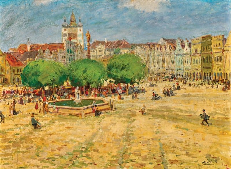 Market Square in Telc, South Bohemia as a canvas print
