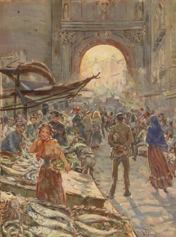 Markt bei der Porta Capuana as a canvas print