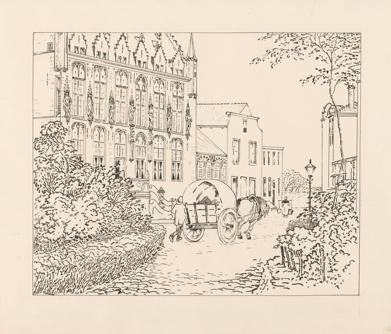 Markt en stadhuis te Veere (20th century) as a canvas print