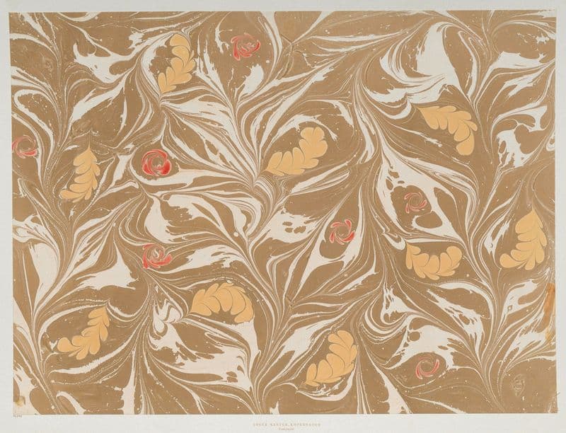 Marmorpapier (mit kleinen Blüten und Blättermotiven) (1890 - 1910) as a canvas print