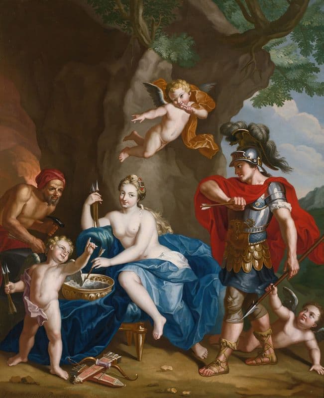Mars, Venus And Vulcan; The Forge Of Vulcan as a canvas print