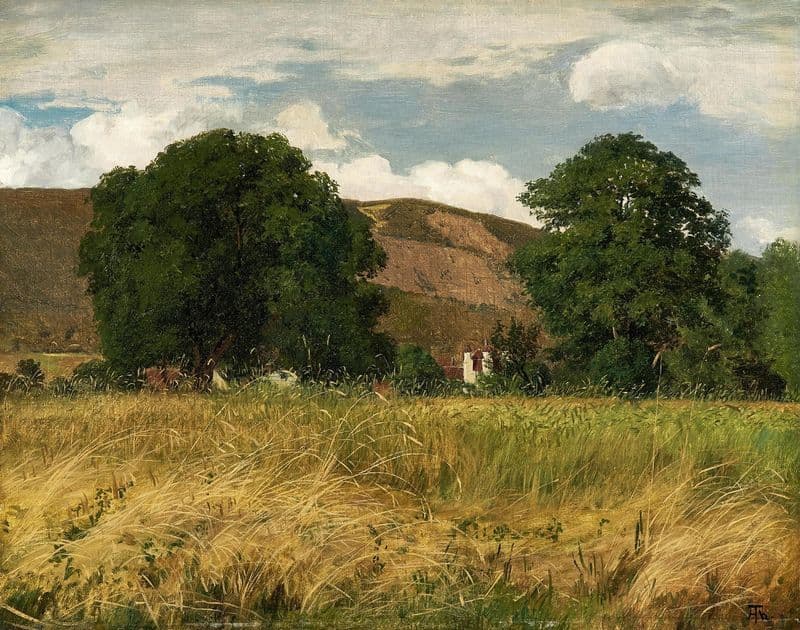 Meadow with two big trees as a canvas print