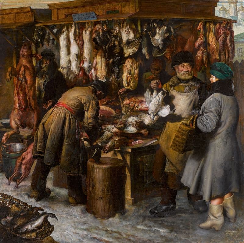 Meat Market in Moscow as a canvas print