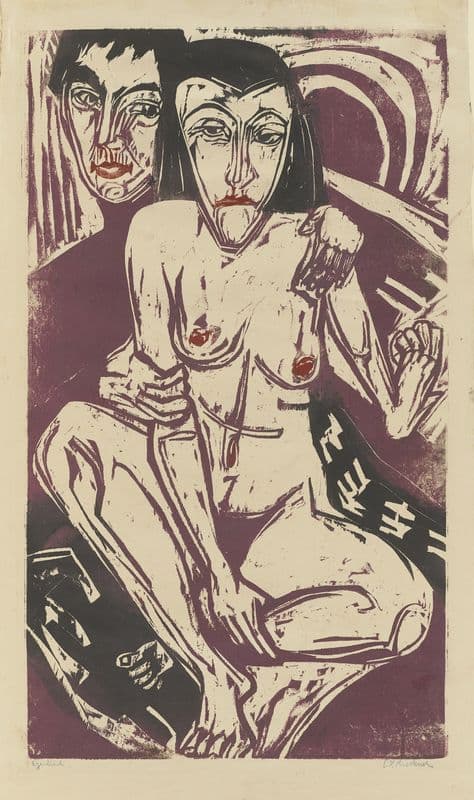 Melancholie (Selbstbildnis mit Erna) as a canvas print