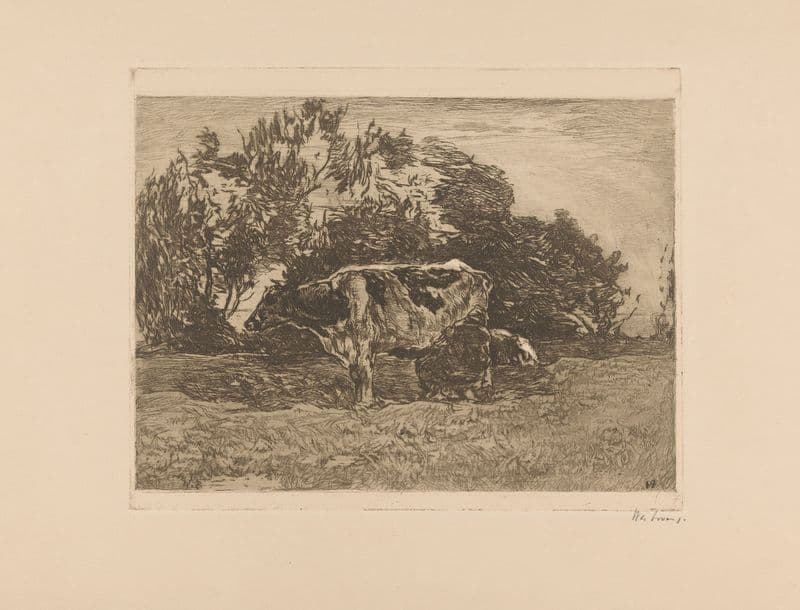 Melkende boer as a canvas print