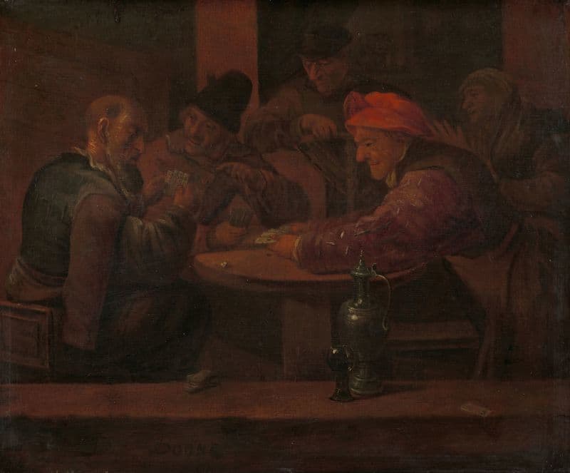 Men Playing Cards in a Tavern (c. 1660 - c. 1680) as a canvas print