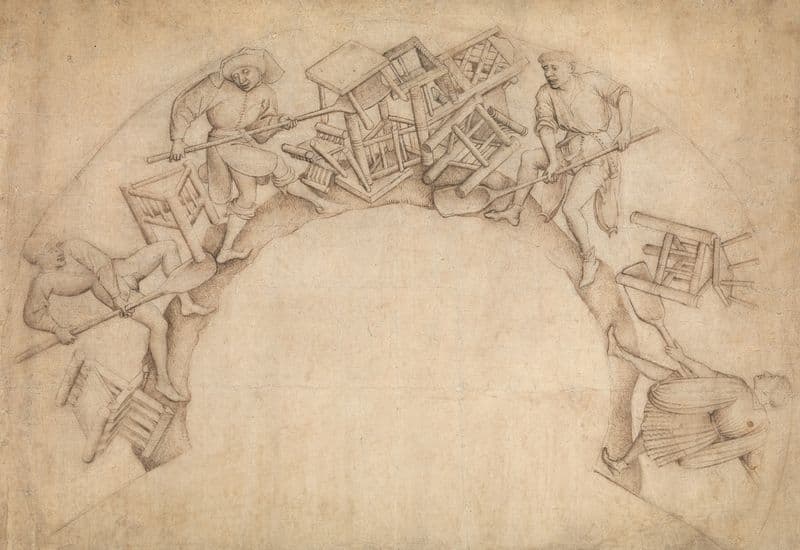 Men Shoveling Chairs (Scupstoel) (1444–50) as a canvas print