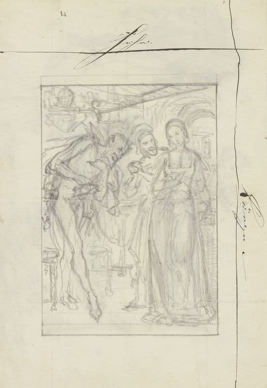 Mephisto bei Gretchen im Zimmer (ca 1835) as a canvas print