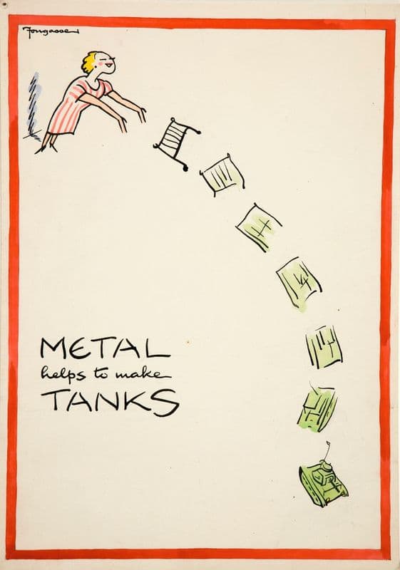 Metal helps to make tanks (between 1939 and 1946) as a canvas print