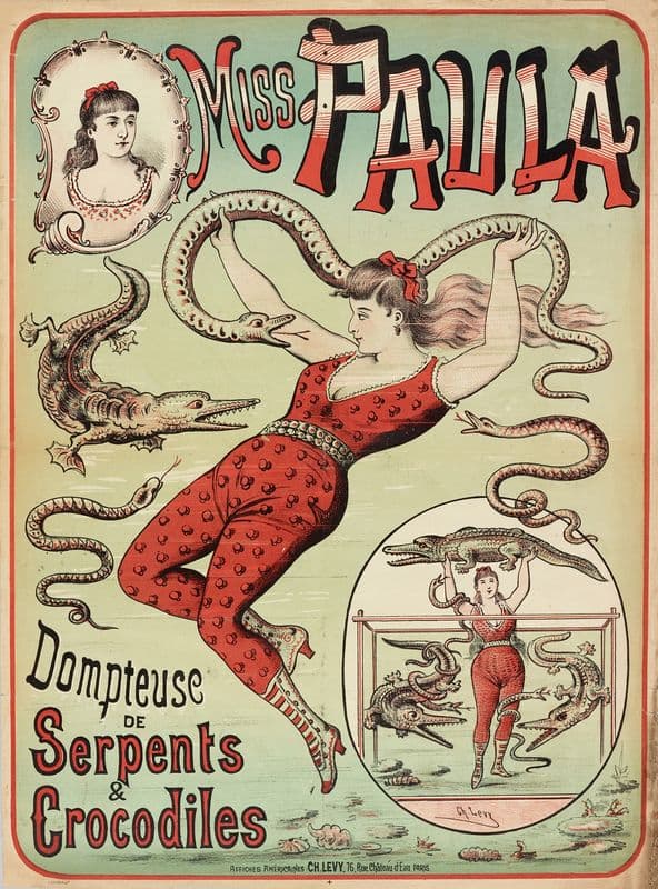 Miss Paula Dompteuse De Serpents & Crocodiles (1882-1888) as a canvas print