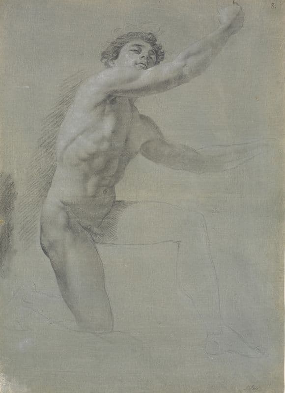 Model set forfra, knælende på højre ben; ikke tegnet færdig (1745 – 1802) as a canvas print