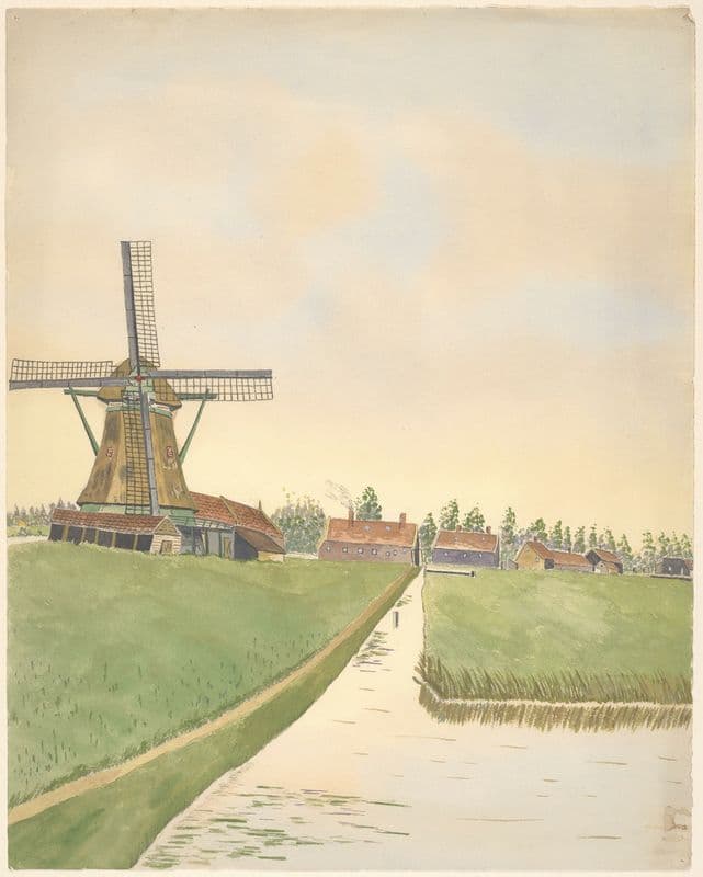molens; De Krijthengst, Westzaandam (1930-1940) as a canvas print