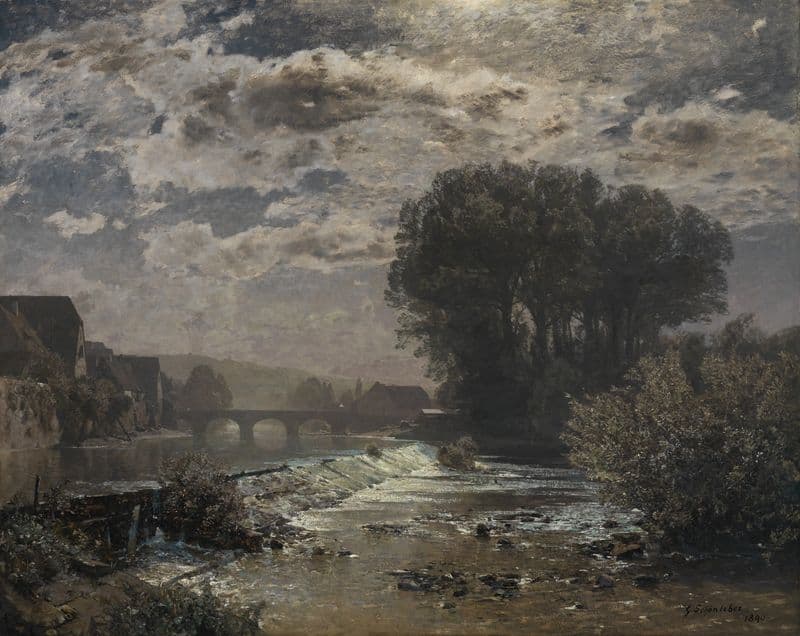 Mondnacht am Enzwehr bei Besigheim as a canvas print