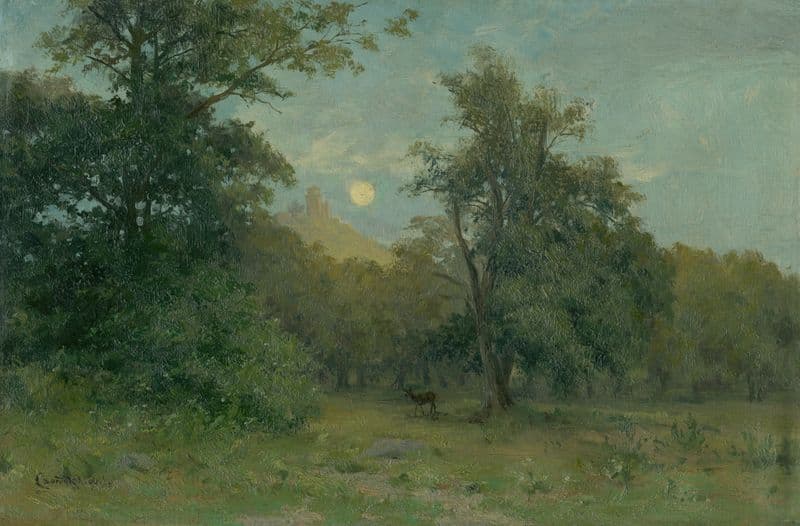 Moonlit Landscape With Hrad Slanec as a canvas print