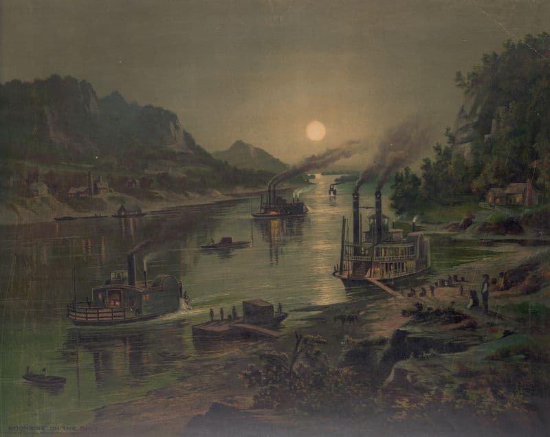 Moonrise on the Ohio as a canvas print