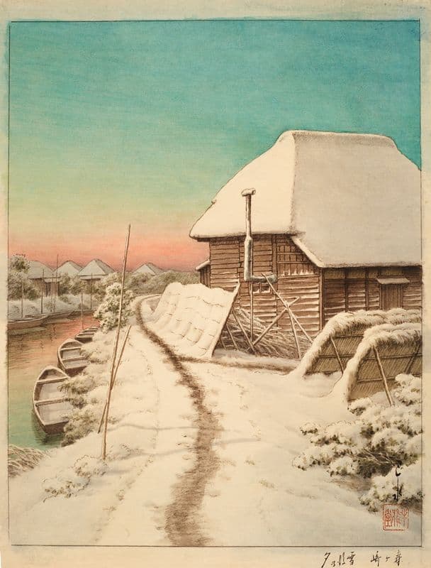 Morigasaki setsugo no yu (Evening after snow at Morigasaki) as a canvas print