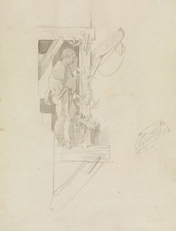 Moritz von Schwind auf dem Baugerüst (1838-1839) as a canvas print